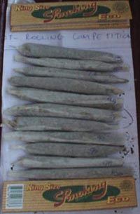 the entrants for the rolling competition with the winning joint at the top